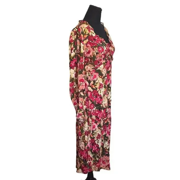 Sam Edelman Illora Floral Midi Dress Cypress Winter Wonderbloom Size Small NWT - Picture 3 of 10